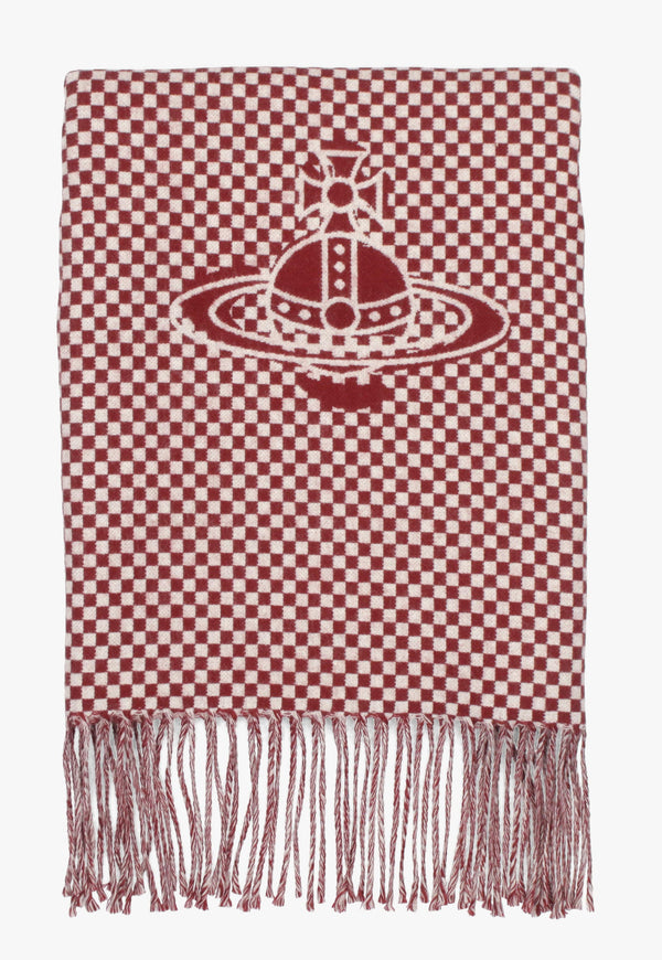 Vivinne Westwood Unisex Checkmate Light Grey Wool Scarf
