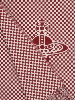 Vivinne Westwood Unisex Checkmate Light Grey Wool Scarf