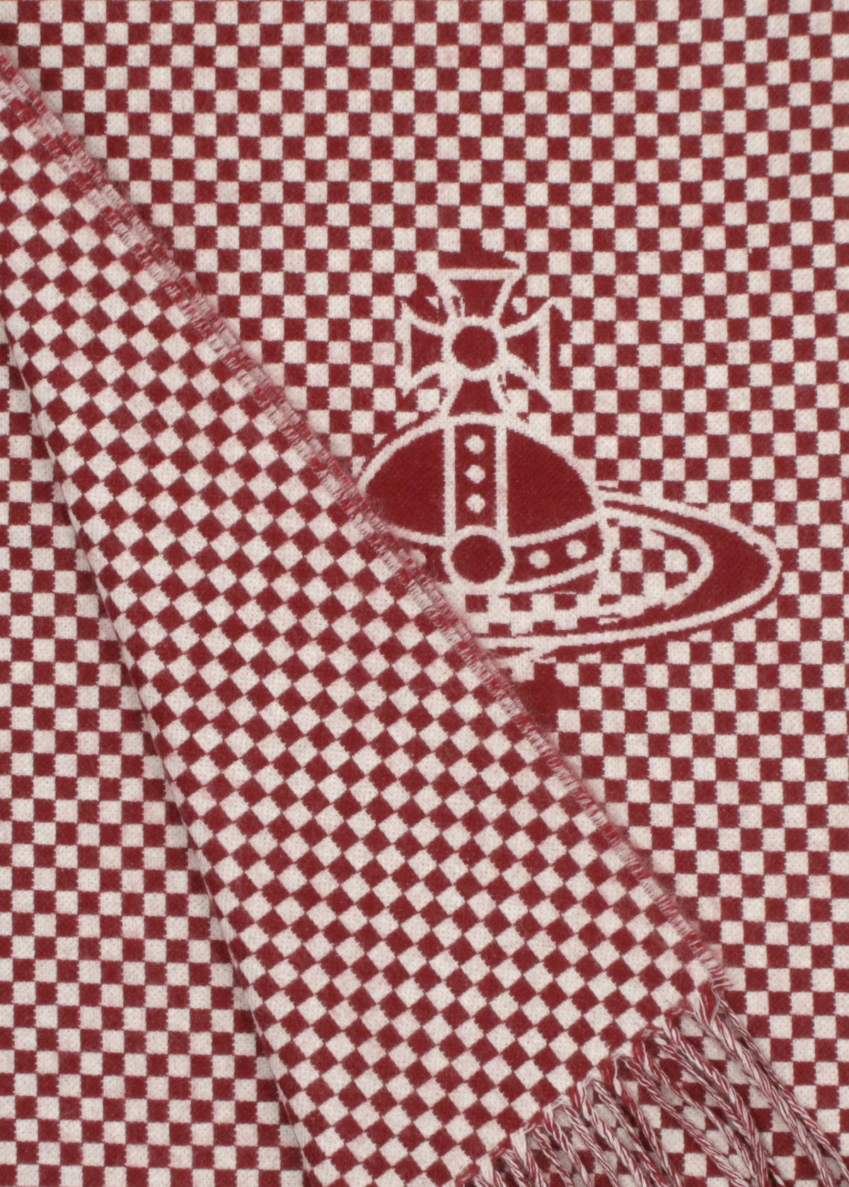 Vivinne Westwood Unisex Checkmate Light Grey Wool Scarf