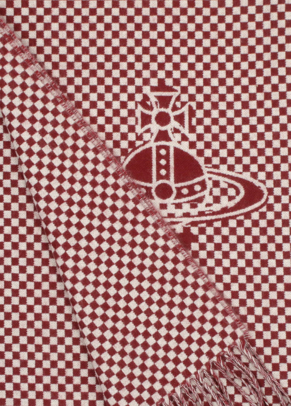 Vivinne Westwood Unisex Checkmate Light Grey Wool Scarf