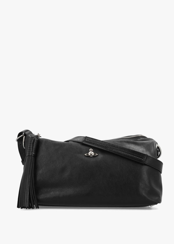 Emma Black Leather Shoulder Bag