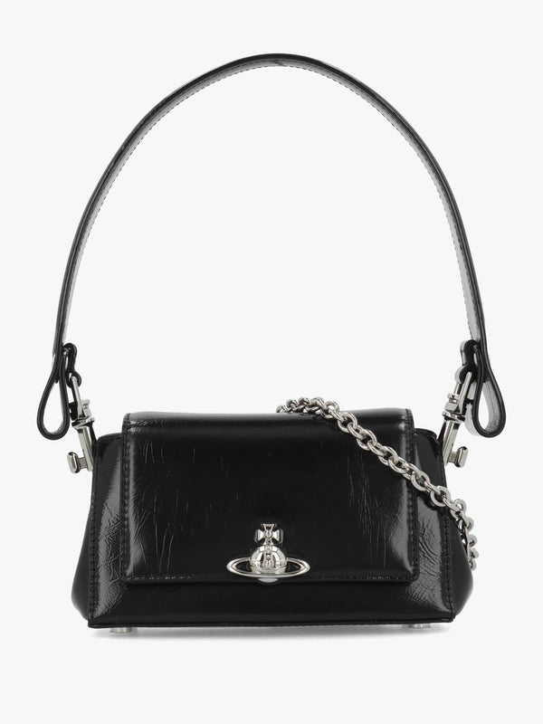 Vivienne Westwood Hazel Small Black Naplak Leather Shoulder Bag