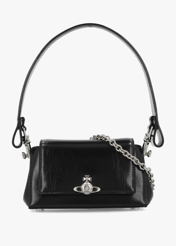 Vivienne Westwood Hazel Small Black Naplak Leather Shoulder Bag