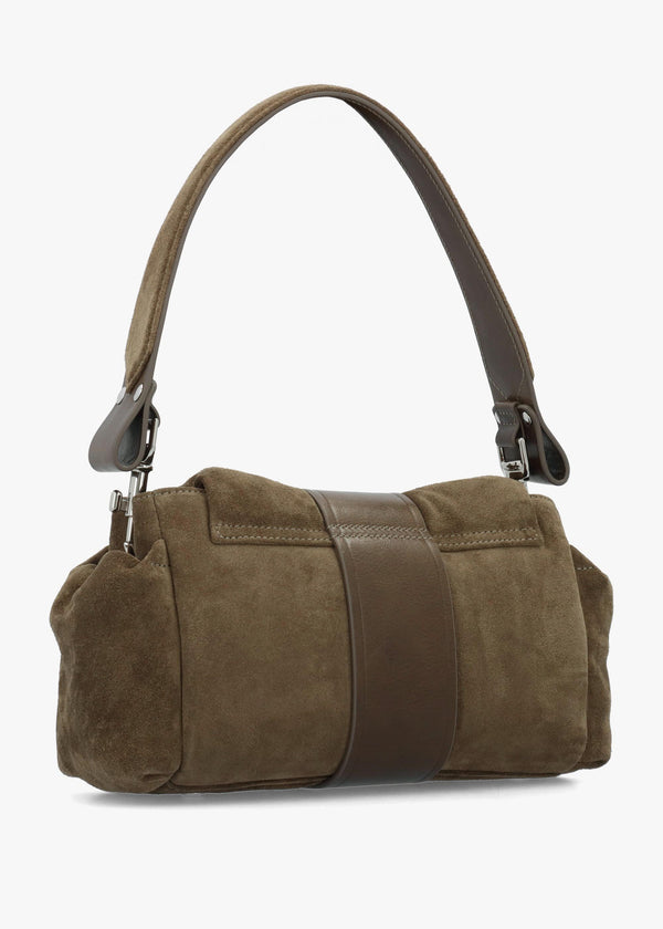 Vivienne Westwood Hazel Treasure Khaki Suede Shoulder Bag