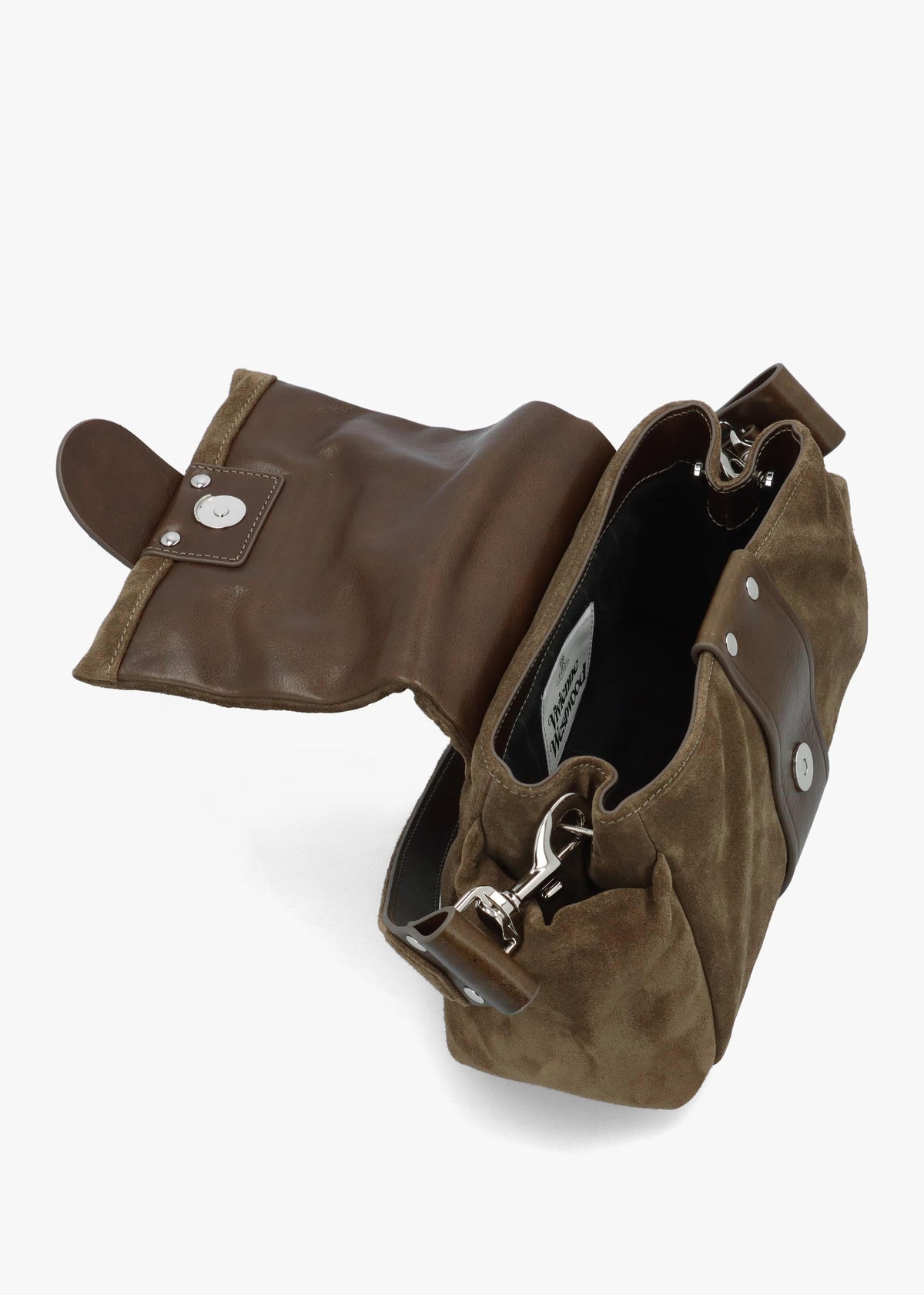 Vivienne Westwood Hazel Treasure Khaki Suede Shoulder Bag