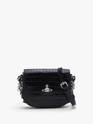 Vivienne Westwood Hunter Flap Embossed Croc Back Cross-Body Bag