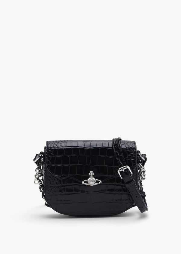 Vivienne Westwood Hunter Flap Embossed Croc Back Cross-Body Bag