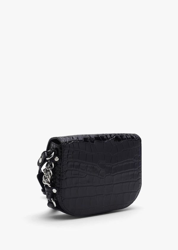Hunter Flap Embossed Croc Back Cross-Body Bag