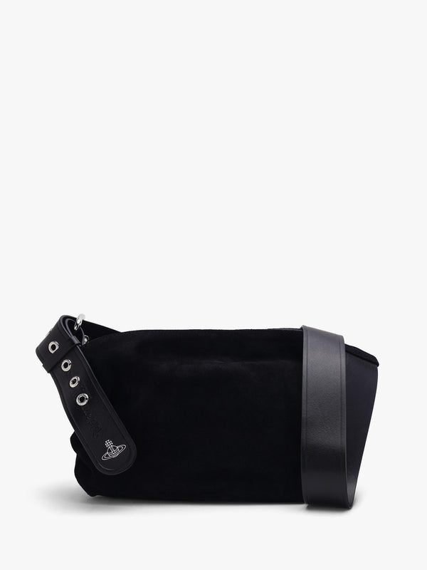 Vivienne Westwood Maxime Small Black Suede Shoulder Bag