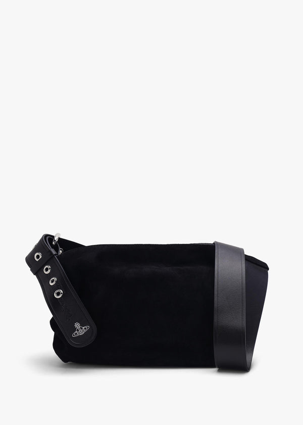 Vivienne Westwood Maxime Small Black Suede Shoulder Bag