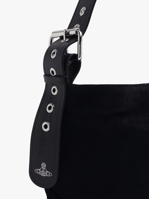 Maxime Small Black Suede Shoulder Bag