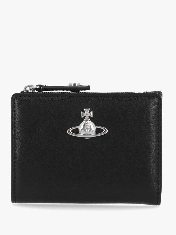 Vivienne Westwood Slim Flap Black Leather Card Holder