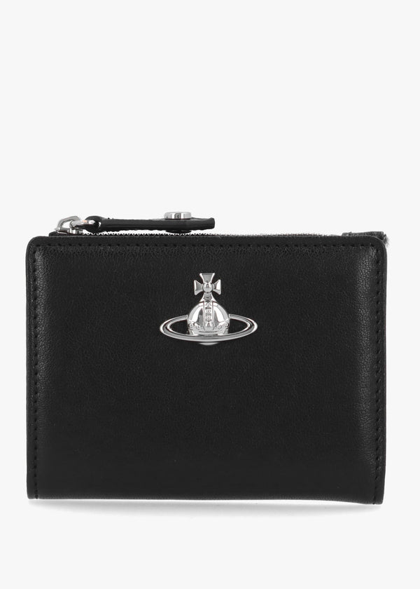 Vivienne Westwood Slim Flap Black Leather Card Holder