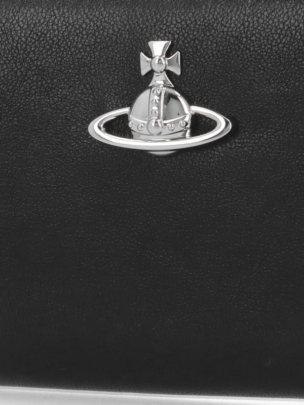 Vivienne Westwood Slim Flap Black Leather Card Holder