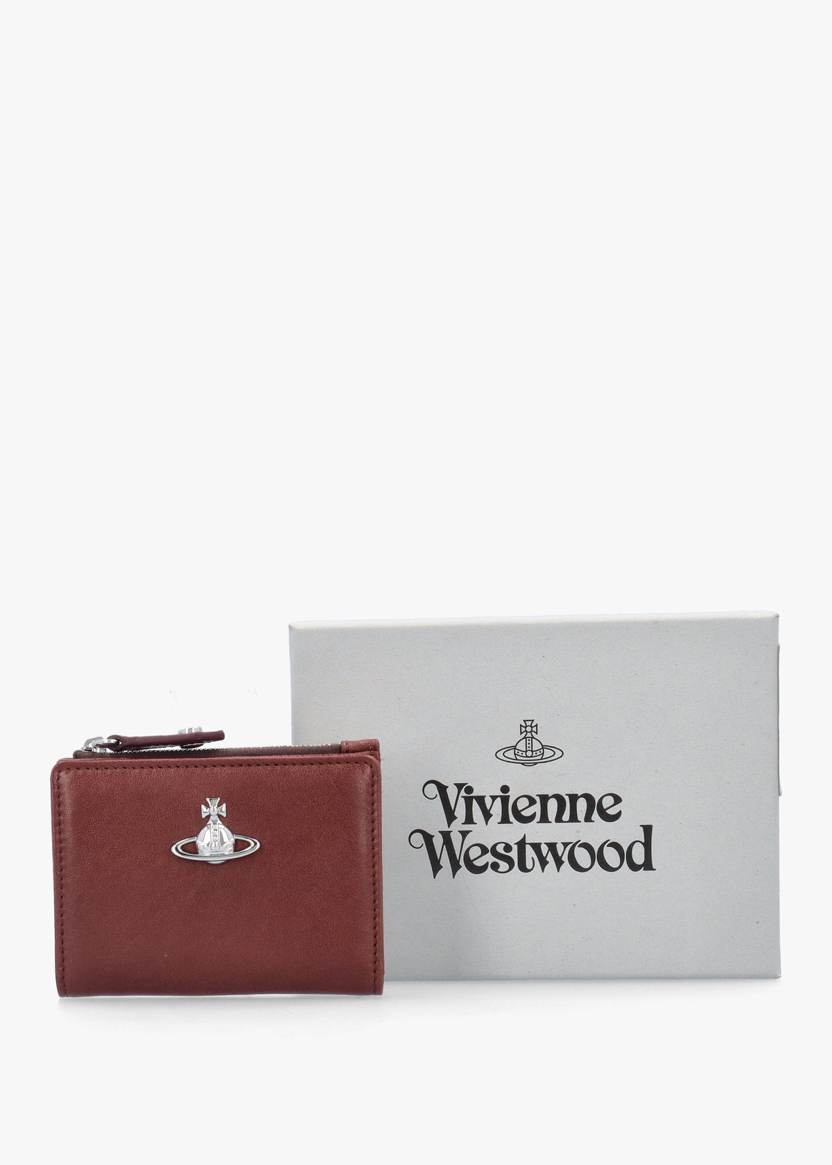 Vivienne Westwood Slim Flap Chestnut Leather Card Holder