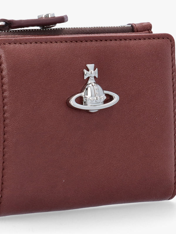 Vivienne Westwood Slim Flap Chestnut Leather Card Holder