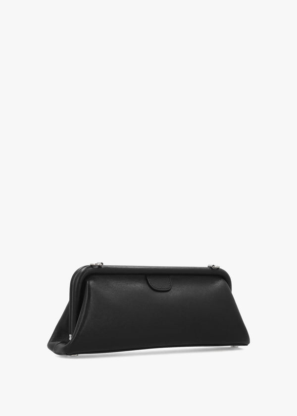 Jane Frame Black Leather Shoulder Bag Purse