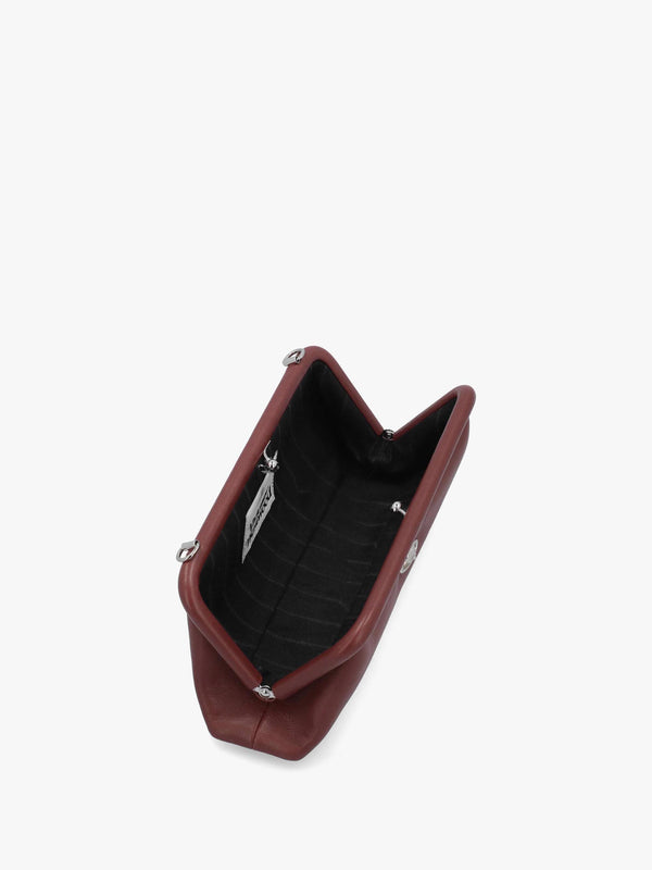 Jane Frame Chestnut Leather Shoulder Bag Purse