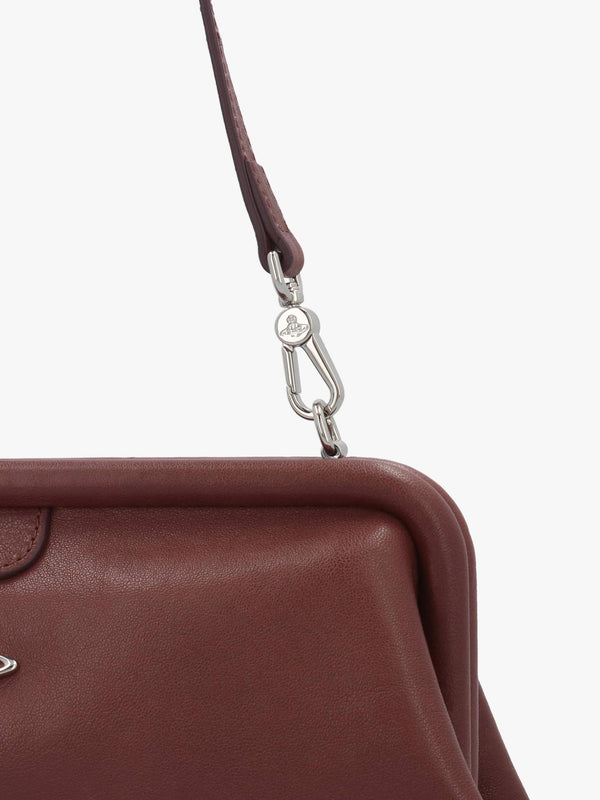 Jane Frame Chestnut Leather Shoulder Bag Purse