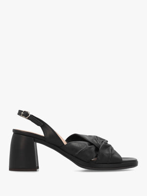 Wonders F-8202 Black Leather Block Heel Sandals