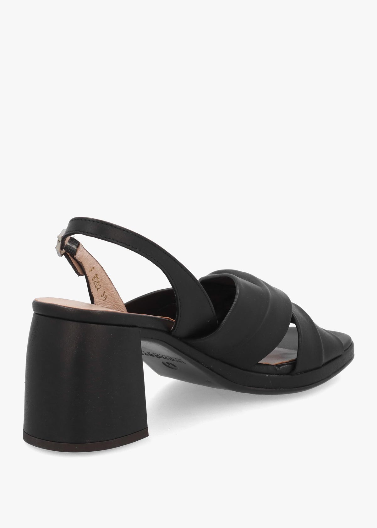 Wonders F-8202 Black Leather Block Heel Sandals
