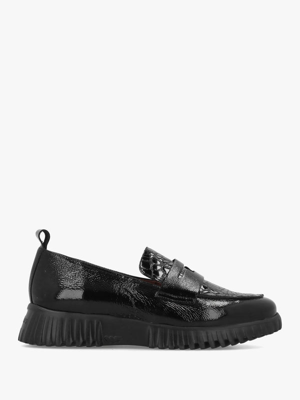 Wonders Flexfly 20 Black Leather Loafers