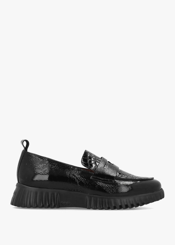 Wonders Flexfly 20 Black Leather Loafers
