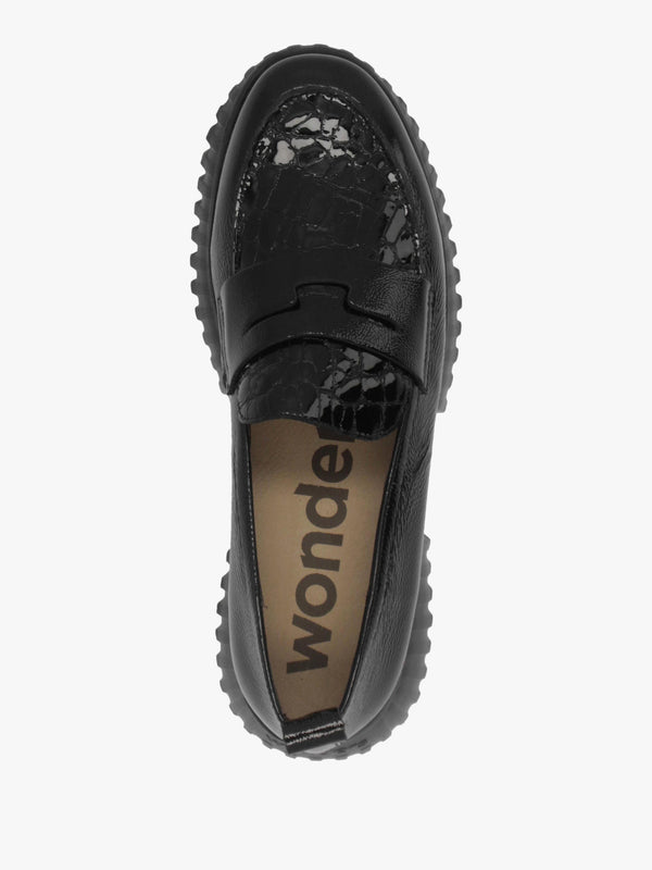 Wonders Flexfly 20 Black Leather Loafers