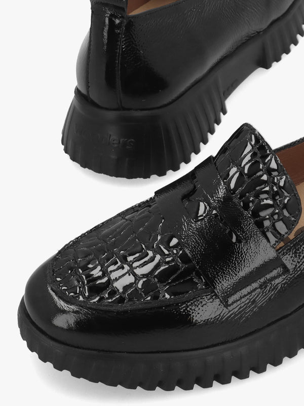 Wonders Flexfly 20 Black Leather Loafers