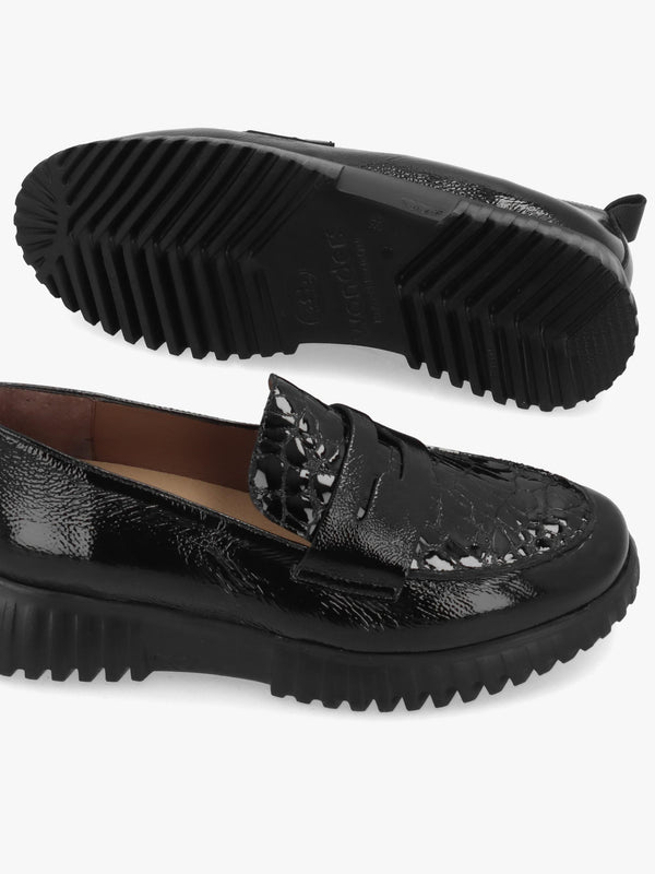 Wonders Flexfly 20 Black Leather Loafers