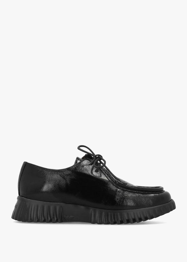 A-4423 Lack Black Leather Wallabee Trouser Shoes