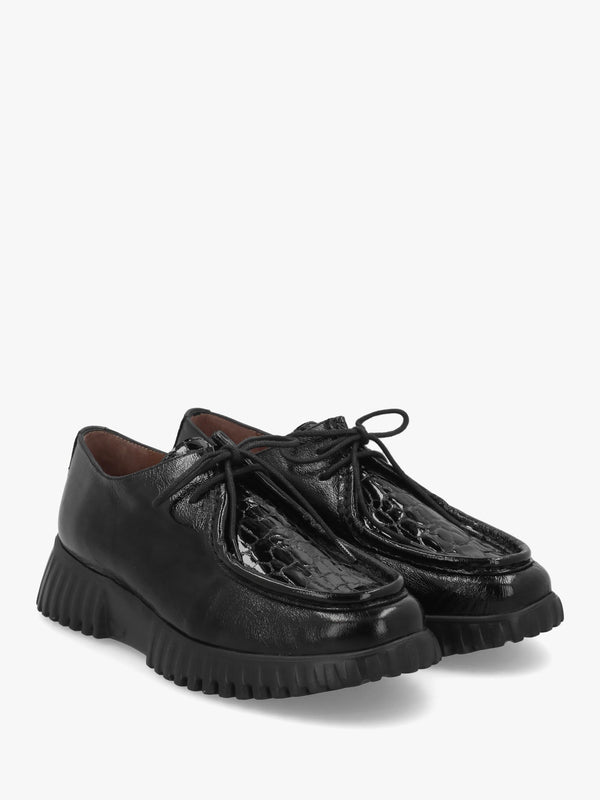 A-4423 Lack Black Leather Wallabee Trouser Shoes