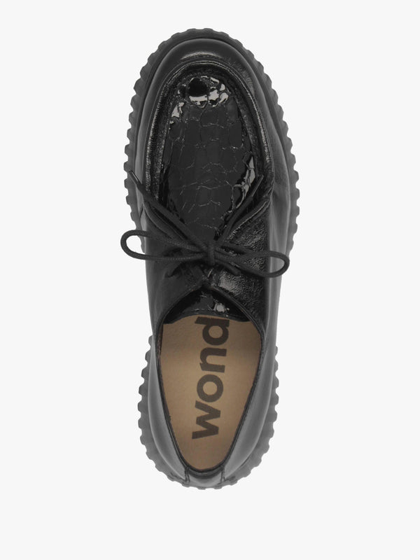 A-4423 Lack Black Leather Wallabee Trouser Shoes