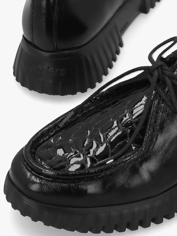 A-4423 Lack Black Leather Wallabee Trouser Shoes