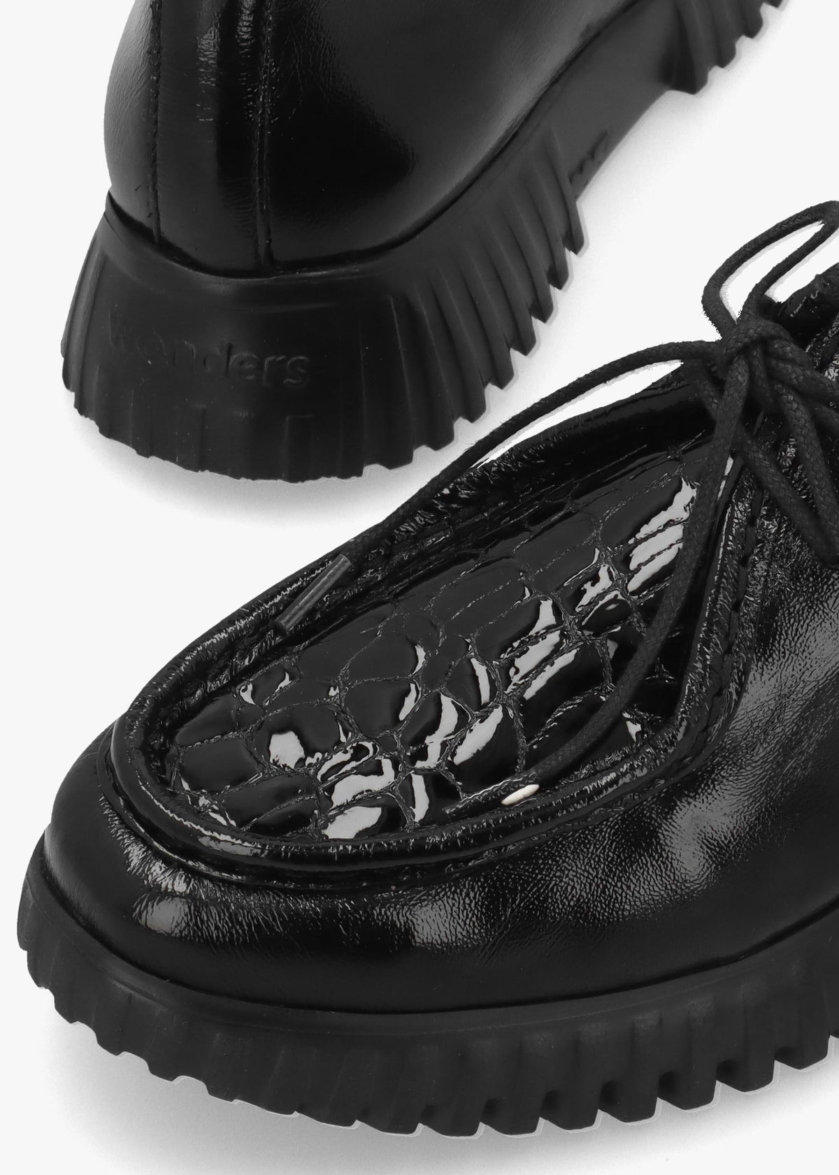 A-4423 Lack Black Leather Wallabee Trouser Shoes
