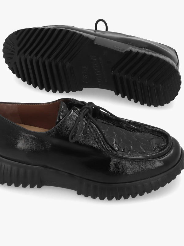 A-4423 Lack Black Leather Wallabee Trouser Shoes