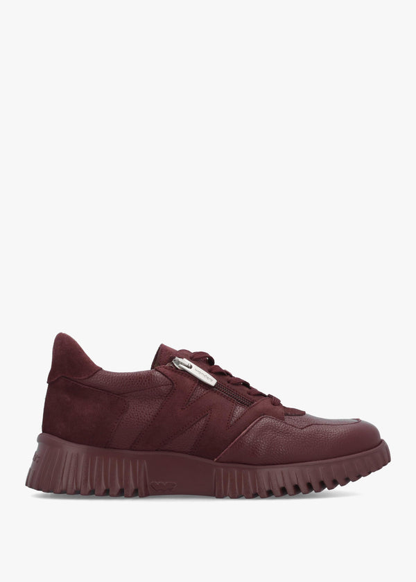 A-4424 Vino Leather Chunky Low Wedge Trainers