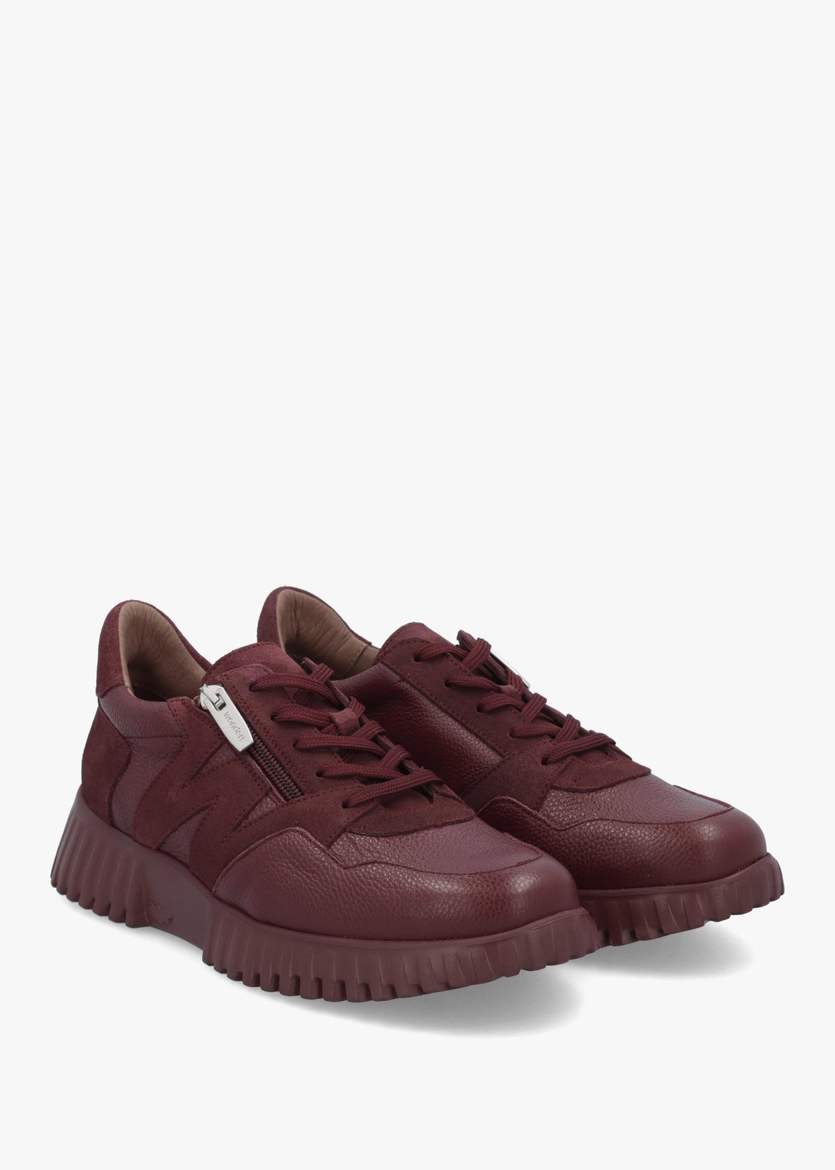 A-4424 Vino Leather Chunky Low Wedge Trainers