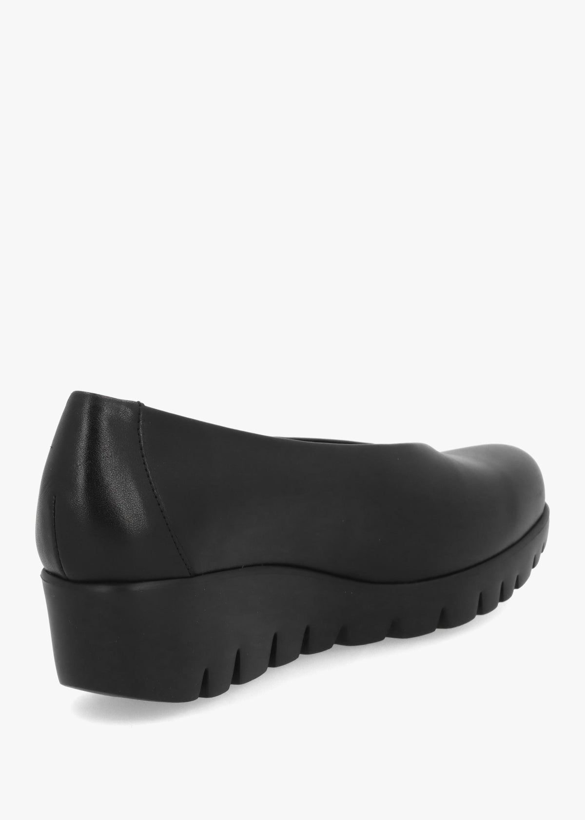 Wonders Flyer Black Leather Wedge Court Shoes