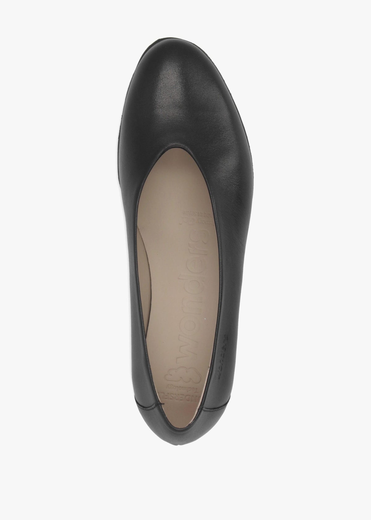 Wonders Flyer Black Leather Wedge Court Shoes