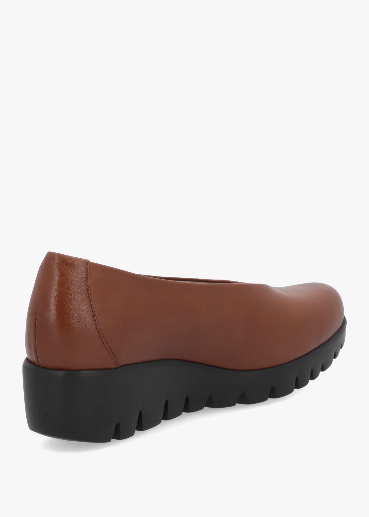 Wonders Flyer Tan Leather Wedge Court Shoes