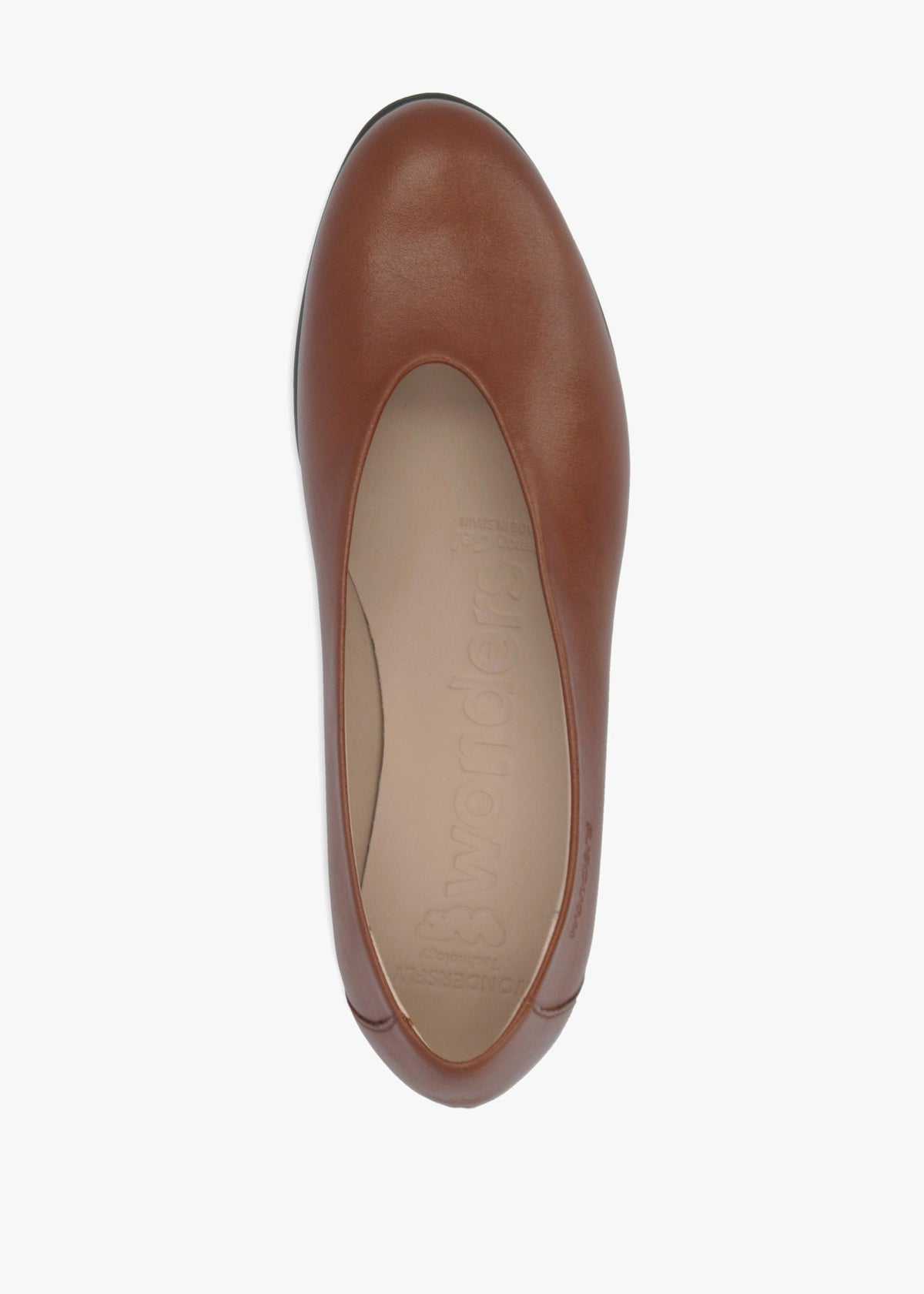 Wonders Flyer Tan Leather Wedge Court Shoes