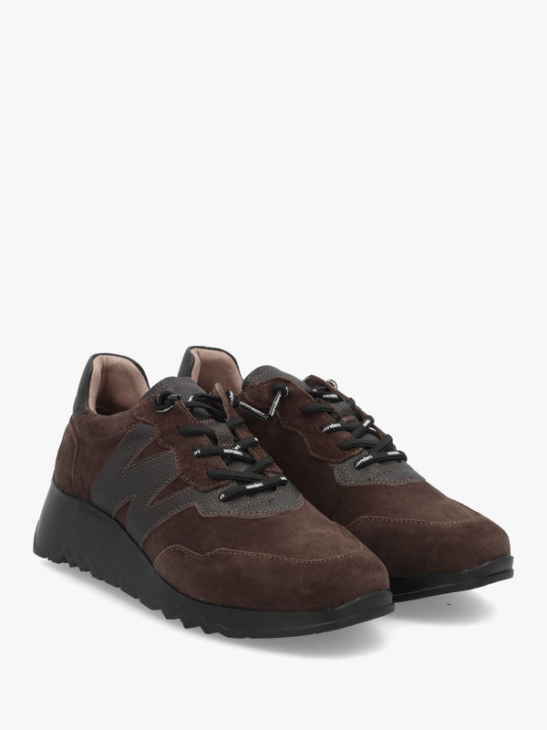 Wonders Kyoto 81 Brown Suede Low Wedge Trainers