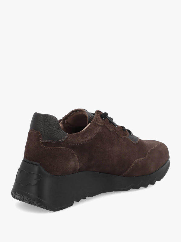 Wonders Kyoto 81 Brown Suede Low Wedge Trainers