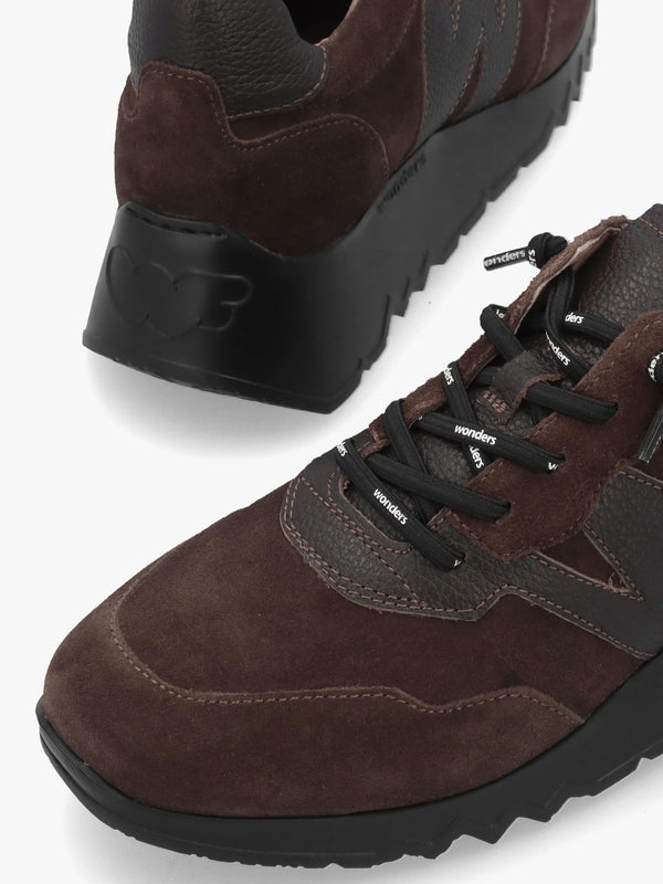 Wonders Kyoto 81 Brown Suede Low Wedge Trainers