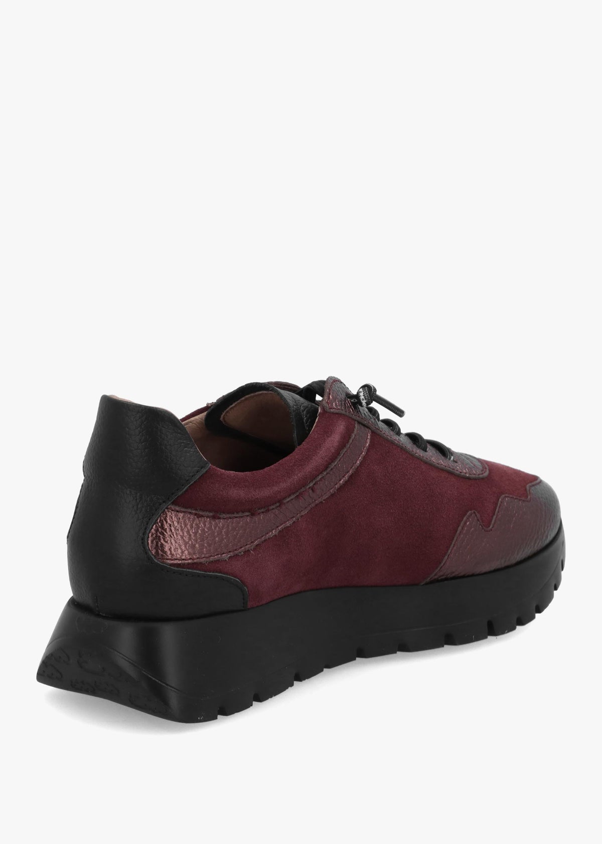 Wonders Odisei 110 Burgundy Metallic Leather & Suede Trainers