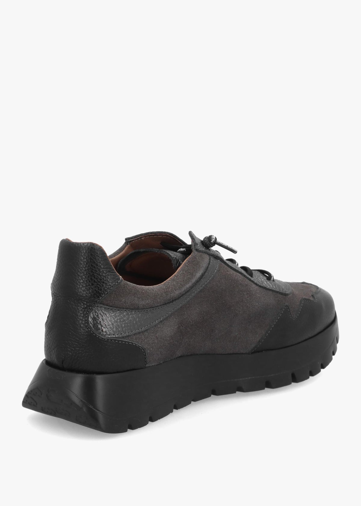 Odisei 110 Black Grey Metallic Leather & Suede Trainers
