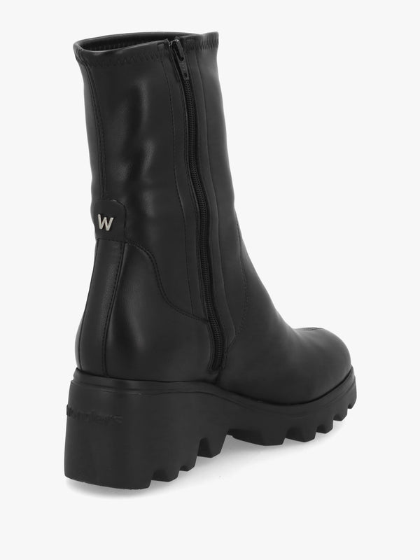 Wonders Toronto 30 Black Leather Wedge Ankle Boots
