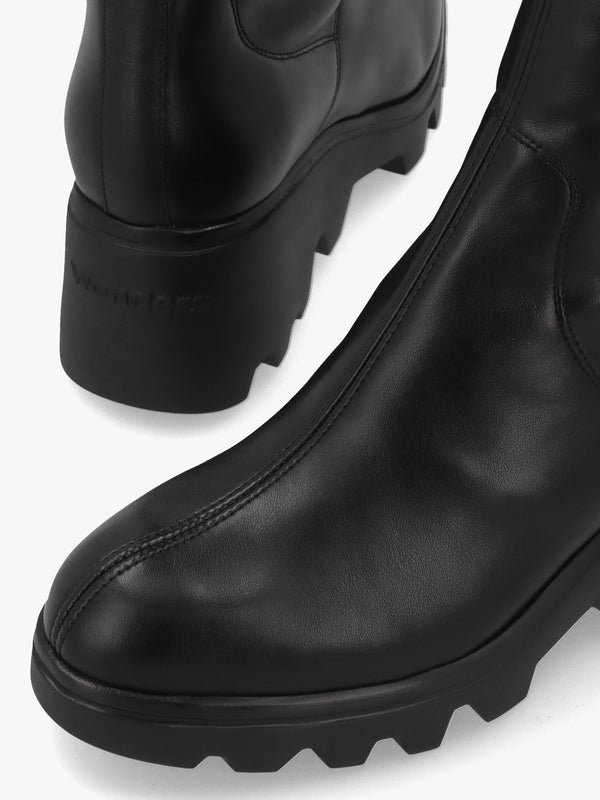 Wonders Toronto 30 Black Leather Wedge Ankle Boots