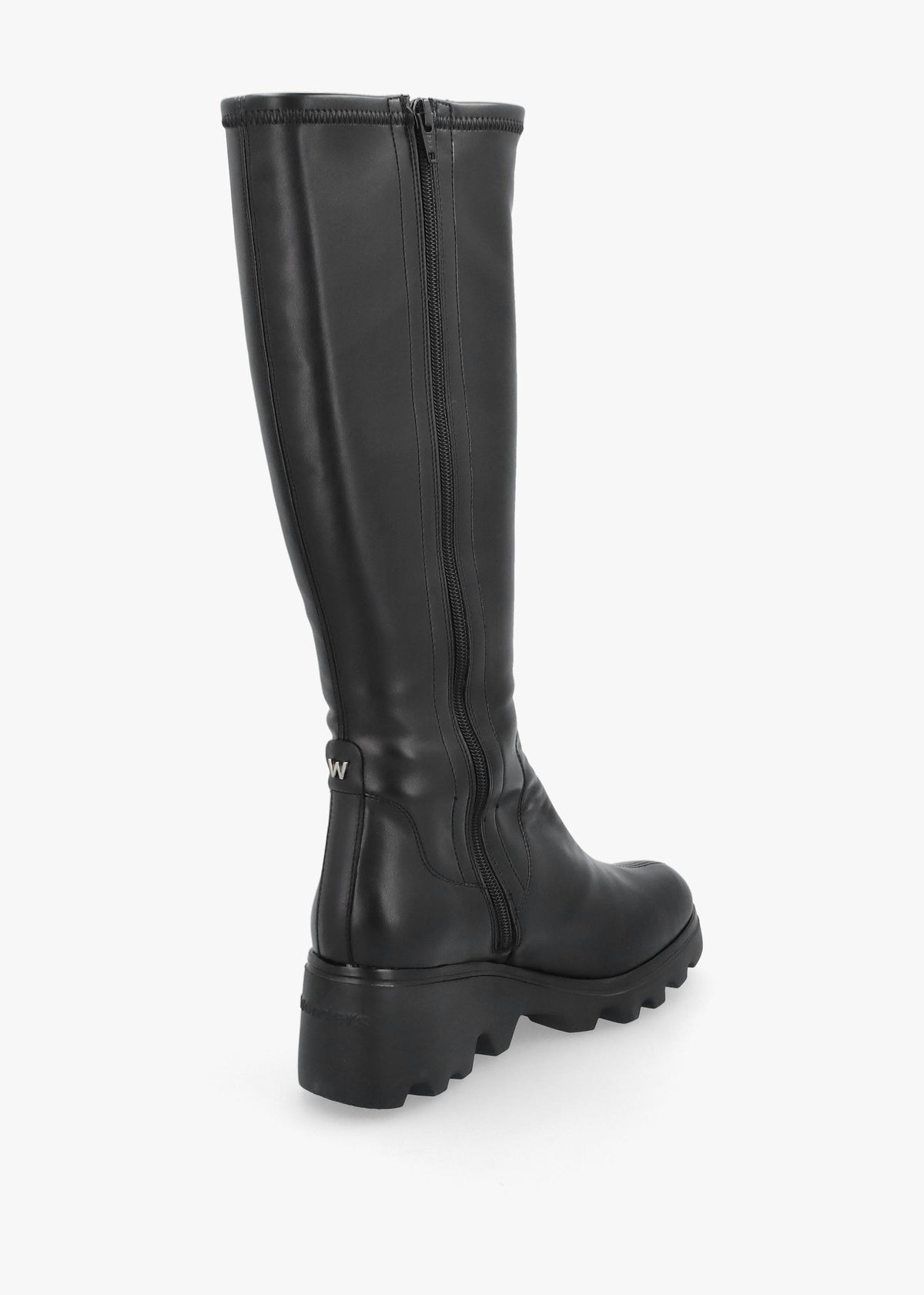 G-7031 Black Leather Wedge Knee Boots